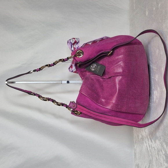 Vince Camuto Large Purple Leather Shoulder Crossbody Bag w/Dust Bag - Picture 5 of 17